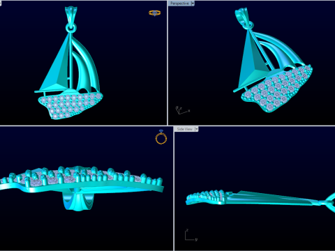 Sailing pendant - Boat pendant - Womens pendant - N917310 Modèles 3D en vedette