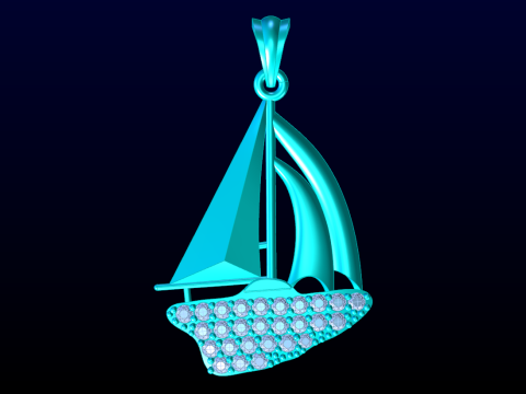 Sailing pendant - Boat pendant - Womens pendant - N917310 Modèles 3D en vedette