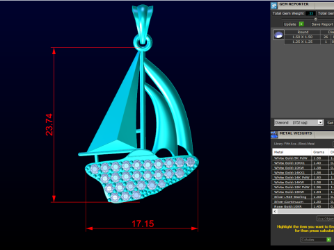 Sailing pendant - Boat pendant - Womens pendant - N917310 Modèles 3D en vedette