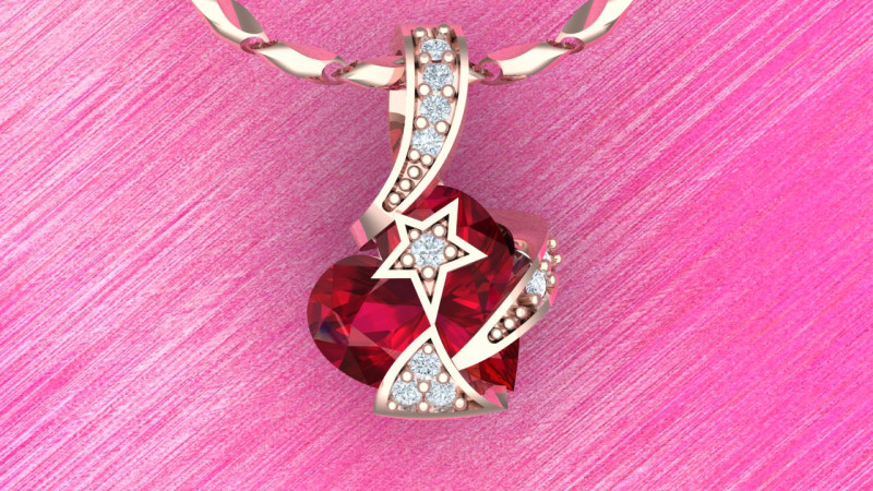 Heart pendant - Heart stone pendant - Womens pendant - N917333 Model Cetak 3D .c4d .max .obj .3ds .fbx .stl .blend 