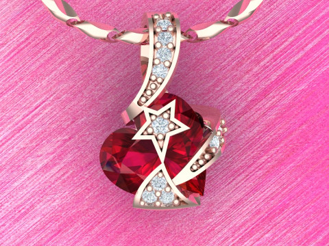 Heart pendant - Heart stone pendant - Womens pendant - N917333 3D 打印模型