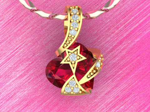 Heart pendant - Heart stone pendant - Womens pendant - N917333 3D Print Model