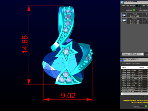 Heart pendant - Heart stone pendant - Womens pendant - N917333 Model Cetak 3D