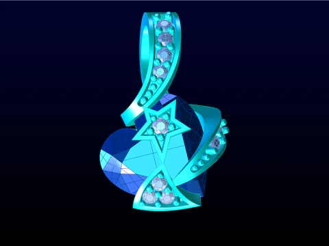 Heart pendant - Heart stone pendant - Womens pendant - N917333 3D Print Model