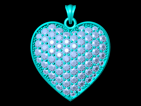 Heart pendant - Diamond pendant - Womens pendant - N131 3D Print Model