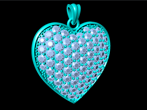 Heart pendant - Diamond pendant - Womens pendant - N131 3D Print Model