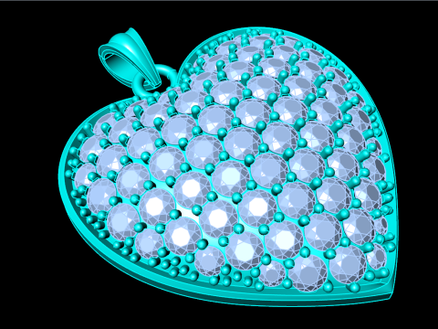 Heart pendant - Diamond pendant - Womens pendant - N131 3D Print Model