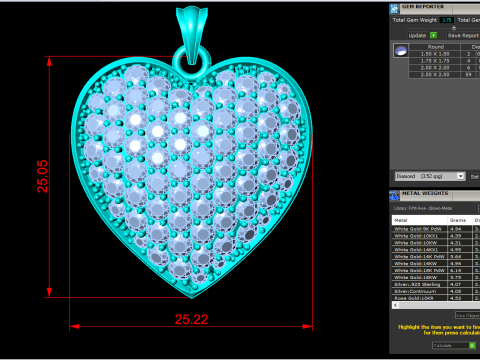Heart pendant - Diamond pendant - Womens pendant - N131 3D Print Model