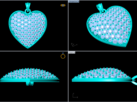 Heart pendant - Diamond pendant - Womens pendant - N131 3D Print Model