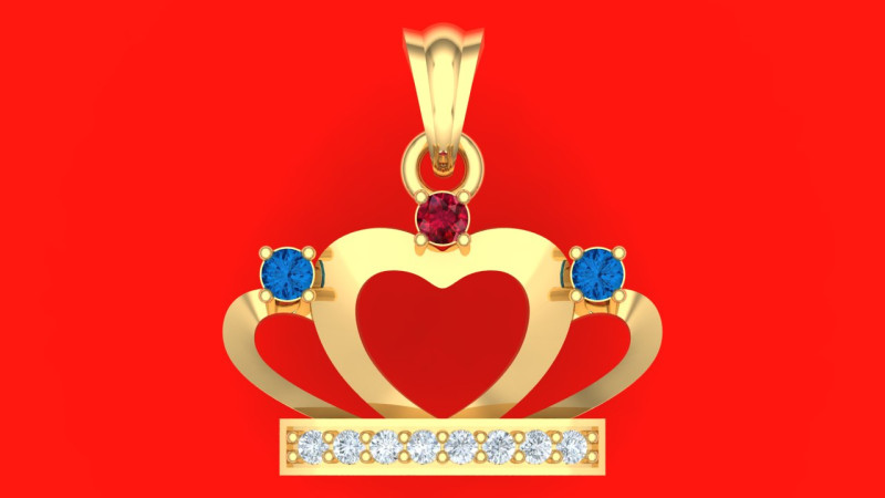 Crown pendant - Queen pendant - Diamond pendant - N918838 Modello di stampa 3D .c4d .max .obj .3ds .fbx .stl .blend