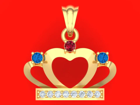 Ciondolo corona - Ciondolo regina - Ciondolo diamante - N918838 Modello di stampa 3D