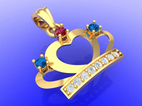 Crown pendant - Queen pendant - Diamond pendant - N918838 3D Print Model