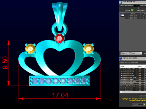 Crown pendant - Queen pendant - Diamond pendant - N918838 Modello di stampa 3D