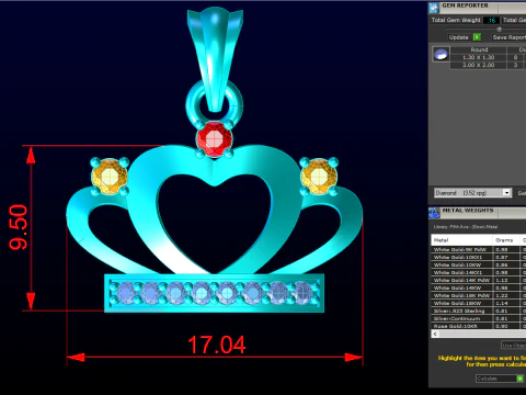 Crown pendant - Queen pendant - Diamond pendant - N918838 3D Print Model
