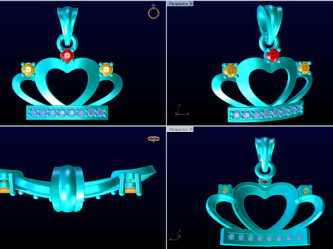 Crown pendant - Queen pendant - Diamond pendant - N918838 Modello di stampa 3D