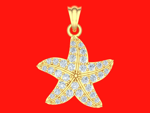 Star pendant - Starfish pendant - Diamond pendant - N534 Modelo de Impressão 3D