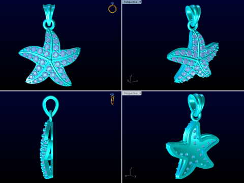 Star pendant - Starfish pendant - Diamond pendant - N534 3D प्रिंट मॉडल