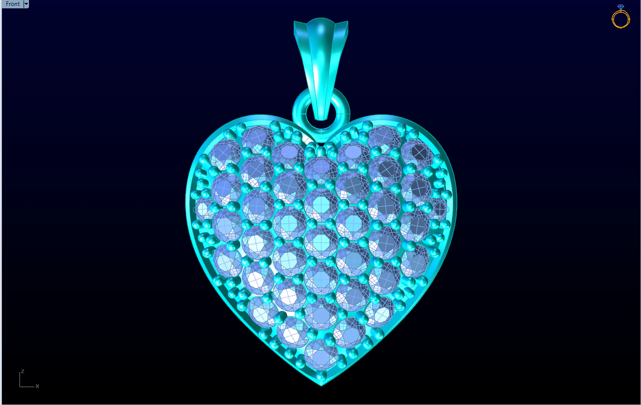 Heart pendant - Diamond pendant - Womens pendant - N131 3D Print Model .c4d .max .obj .3ds .fbx .stl .blend 