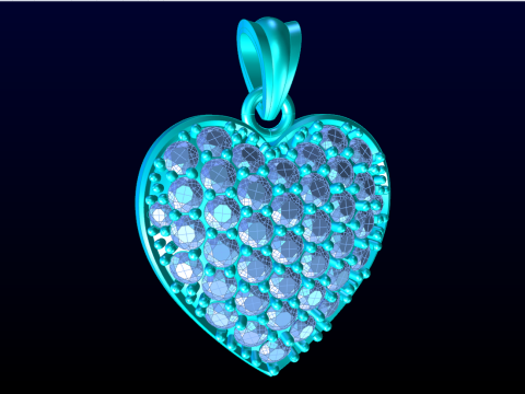 Heart pendant - Diamond pendant - Womens pendant - N131 3D Принт Модель