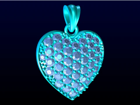 Heart pendant - Diamond pendant - Womens pendant - N131 3D Print Model