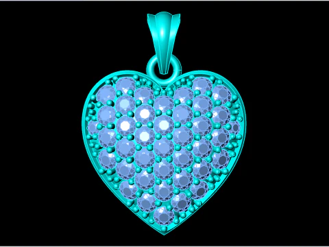Heart pendant - Diamond pendant - Womens pendant - N131 3D Print Model