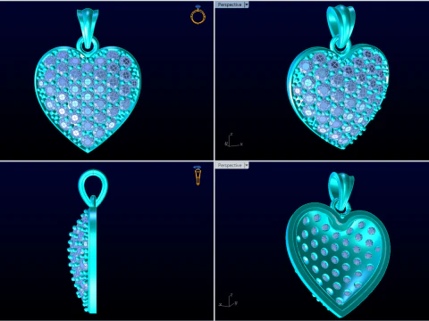 Heart pendant - Diamond pendant - Womens pendant - N131 3D Print Model
