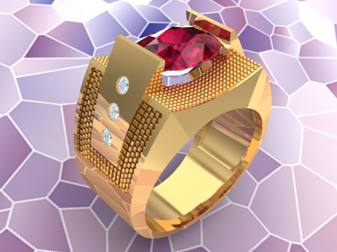 Oval stone ring - Oval ring - N951 Model Cetak 3D