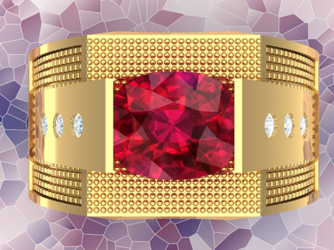 Oval stone ring - Oval ring - N951 Model Cetak 3D