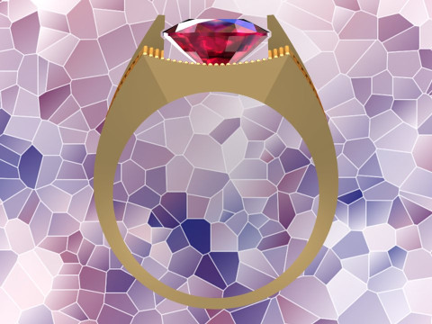 Oval stone ring - Oval ring - N951 Model Cetak 3D