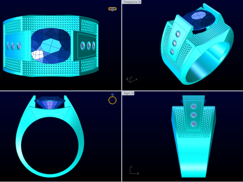 Oval stone ring - Oval ring - N951 Model Cetak 3D