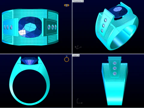 Oval stone ring - Oval ring - N951 3D Print Model