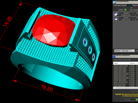 Oval stone ring - Oval ring - N951 Model Cetak 3D