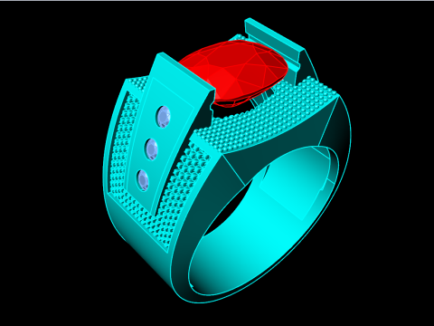 Oval stone ring - Oval ring - N951 Model Cetak 3D