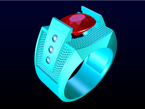 Oval stone ring - Oval ring - N951 Model Cetak 3D
