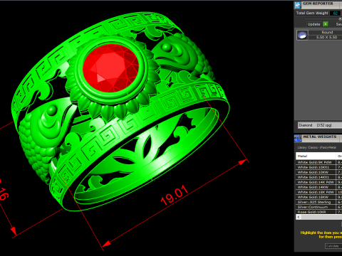 Arowana ring - Fish rings - Mens ring - N329 3D 프린트 모델