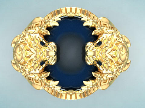 Tiger ring - Oval stone ring - N717 3Dプリントモデル