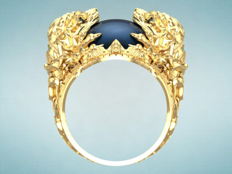 Tiger ring - Oval stone ring - N717 3Dプリントモデル