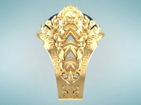 Tiger ring - Oval stone ring - N717 3Dプリントモデル