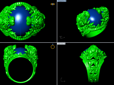 Tiger ring - Oval stone ring - N717 3Dプリントモデル