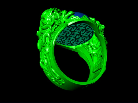 Tiger ring - Oval stone ring - N717 3D Print Model