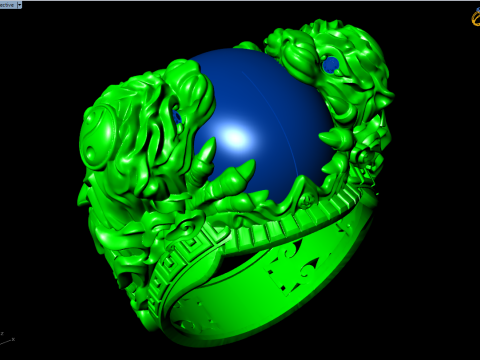 Tiger ring - Oval stone ring - N717 3Dプリントモデル