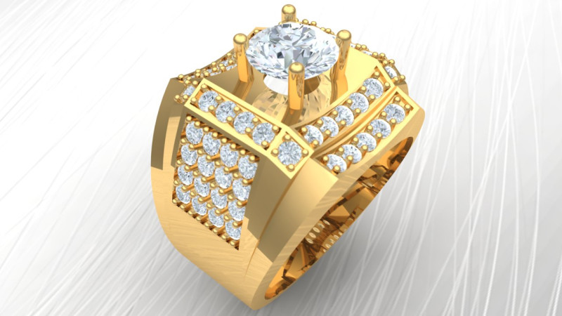 Diamond ring - Mens ring - N1148 3D 打印模型 .c4d .max .obj .3ds .fbx .stl .blend 