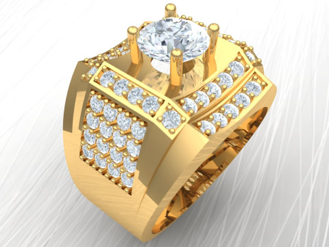 Diamond ring - Mens ring - N1148 3D प्रिंट मॉडल