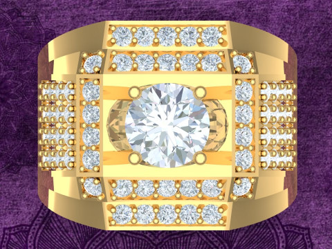 Diamond ring - Mens ring - N1148 3D 打印模型