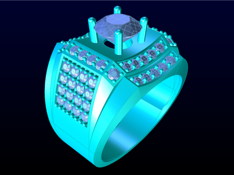 Diamond ring - Mens ring - N1148 3D 打印模型