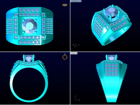 Diamond ring - Mens ring - N1148 3D Print Model