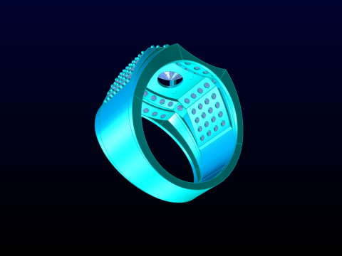 Diamond ring - Mens ring - N1148 3D 打印模型