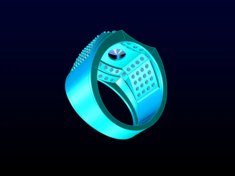 Diamond ring - Mens ring - N1148 3D Print Model