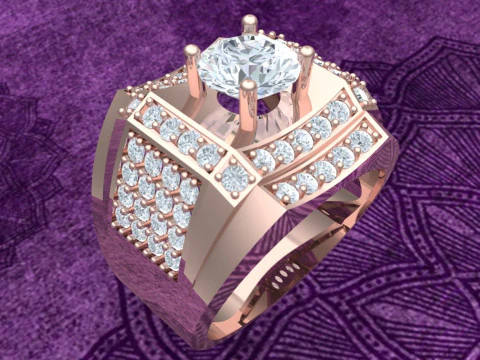 Diamond ring - Mens ring - N1148 3D Print Model