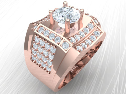 Diamond ring - Mens ring - N1148 3D 打印模型